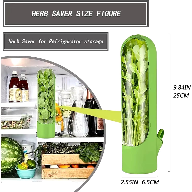 Refrigerator Herb Crisper Saver Pod Container Vegetable Preserving Bottle Keep Herb/Cilantro/Mint/Parsley/Asparagus Fresh Green