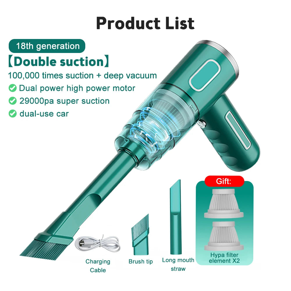 29000Pa Wireless Car Vacuum Cleaner Strong Suction Dust Catcher Cordless Handheld Wet Dry Vacuum Cleaner Air Duster for Car