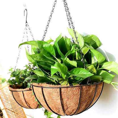 8/10 Inch round Wire Plant Holder Metal Hanging Basket Coconut Liner Lining Plants Flower Garden Pot for Home Balcony Decoration