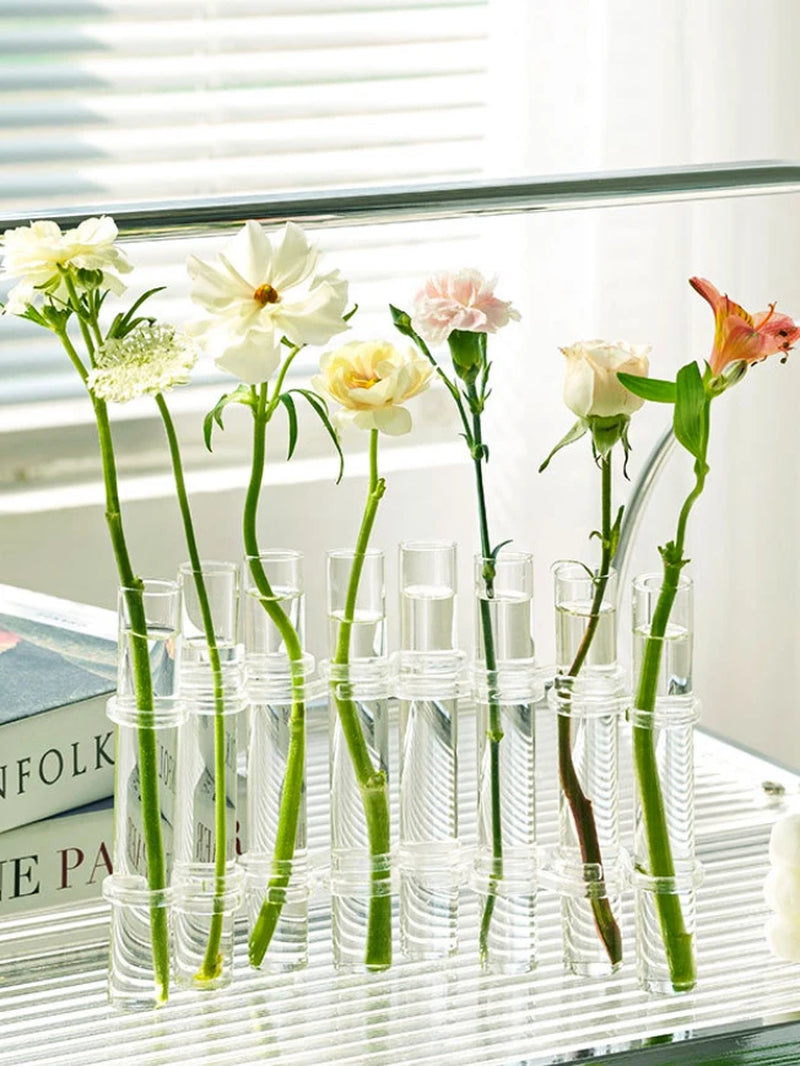 Clear Glass Vase Tubes Set Hanging Flower Holder Plant Container Flower Vases for Homes Room Decor