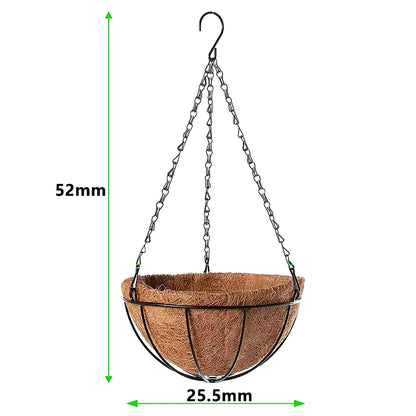 8/10 Inch round Wire Plant Holder Metal Hanging Basket Coconut Liner Lining Plants Flower Garden Pot for Home Balcony Decoration