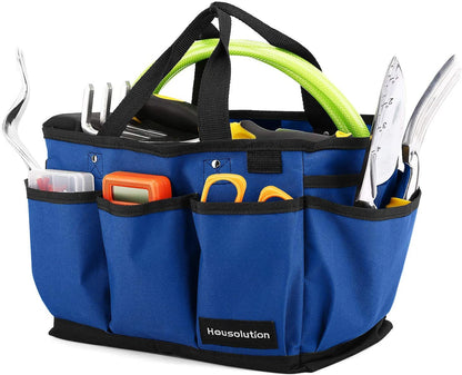 Gardening Tote Bag, Deluxe Garden Tool Storage Bag and Home Organizer with Pockets, Wear-Resistant & Reusable, 14 Inch, Blue