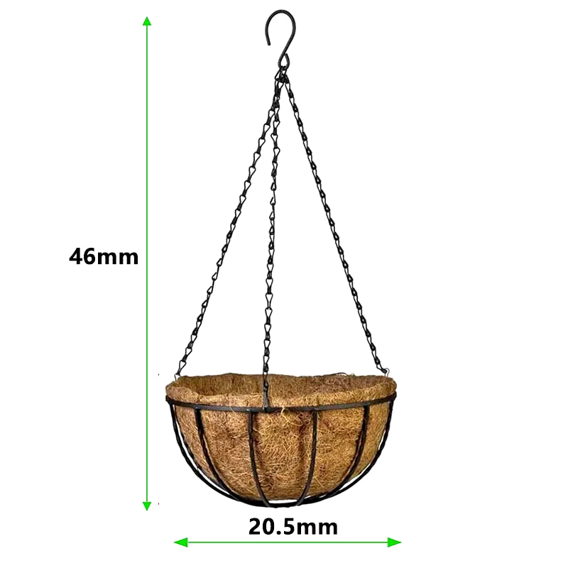 8/10 Inch round Wire Plant Holder Metal Hanging Basket Coconut Liner Lining Plants Flower Garden Pot for Home Balcony Decoration