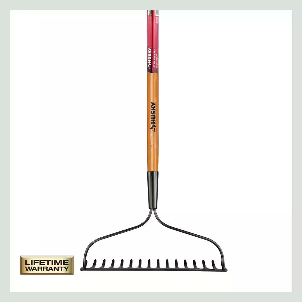 57 In. Wood Handle 16-Tine Bow Rake