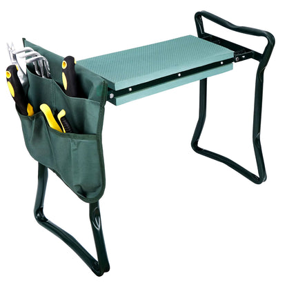 Foldable Garden Kneeler Kneeling Bench Stool Soft Cushion Seat Pad & Tool Pouch