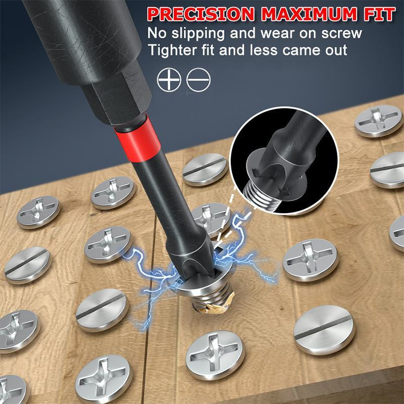 Summer 19-In-1 Magnetic Screwdriver Bit Set, Impact Ready Magnetic Screwdriver Bits, Square Slot Hex Shank Flat Head Slotted Screwdriver, Work Equipment for Men