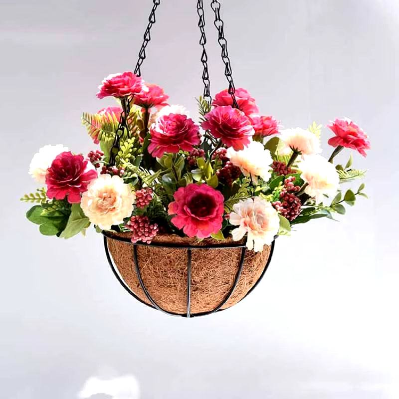 8/10 Inch round Wire Plant Holder Metal Hanging Basket Coconut Liner Lining Plants Flower Garden Pot for Home Balcony Decoration