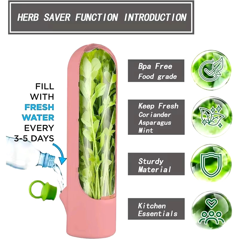 Refrigerator Herb Crisper Saver Pod Container Vegetable Preserving Bottle Keep Herb/Cilantro/Mint/Parsley/Asparagus Fresh Green