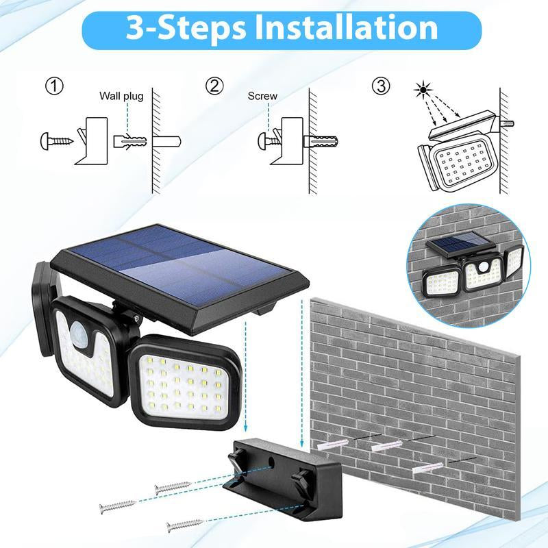 Solar Outdoor Light, Bright Motion Sensor Qutdoor Light, 1Count Solar Wall Light Outdoor with 3 Lightingmodes